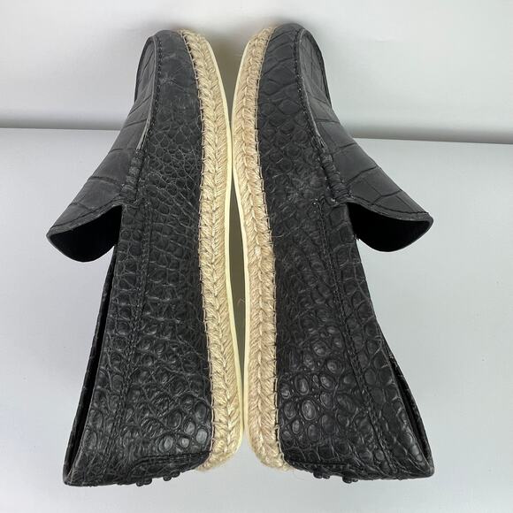 Tod’s Black Croc Embossed Leather Espadrilles Loafers Men’s Size 10 Made Italy - Picture 7 of 15